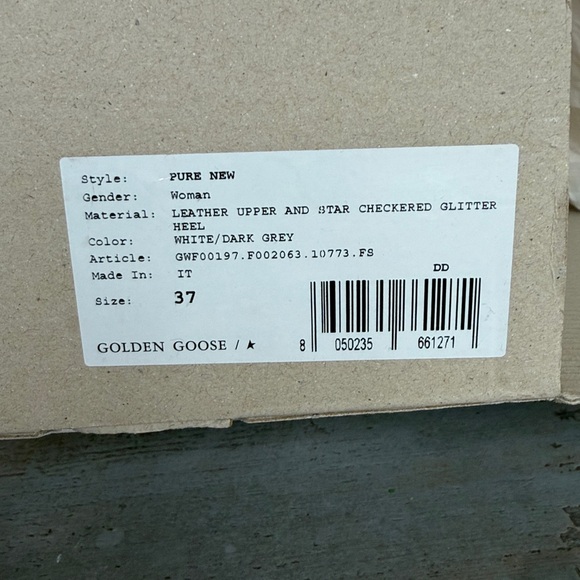 Golden Goose Pure-Star White Sneakers with Gray Glitter Heel Size 37 - Picture 12 of 13